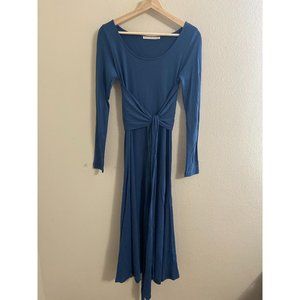 Peruvian Connection Long Sleeve Blue Wrap Dress XS